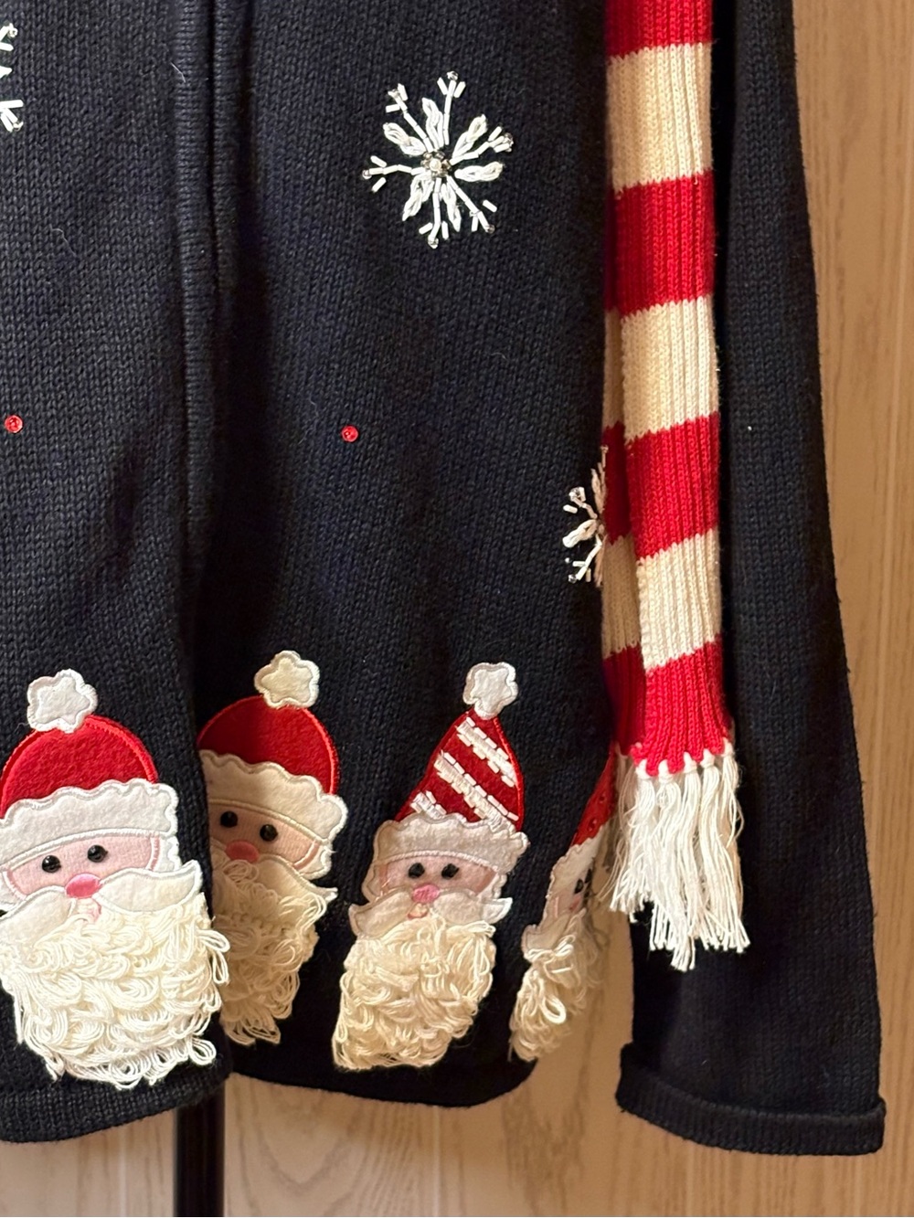 Vintage embroidered Santa Christmas cardigan sweater XL - Picture 2 of 9